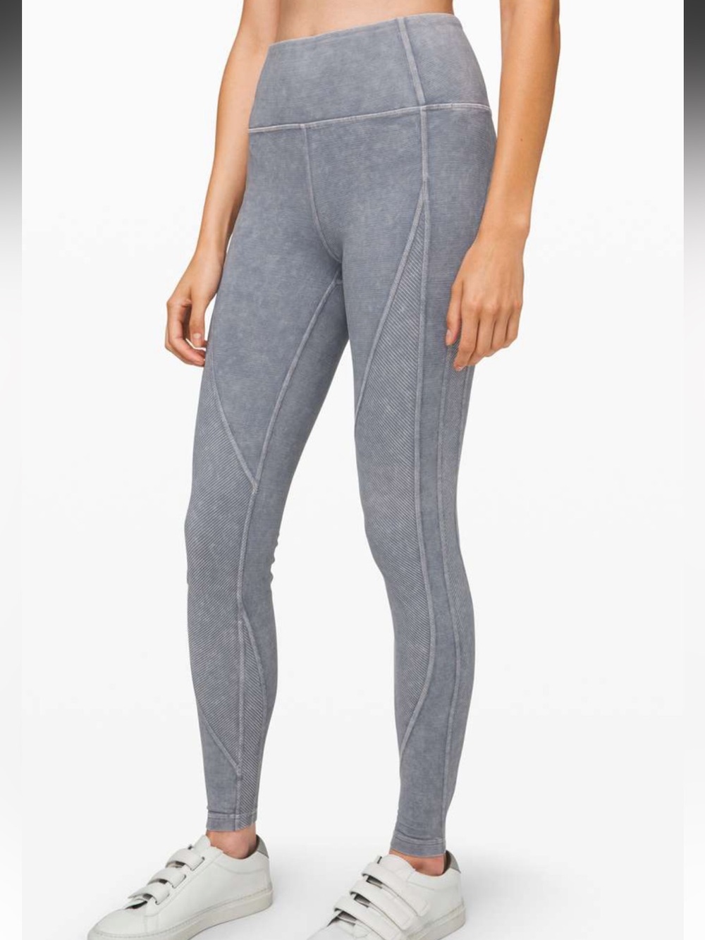 Lululemon Sz 10 Wunder Under High-Rise Tight *Snow Ribbed 28" Washed Luna grey.